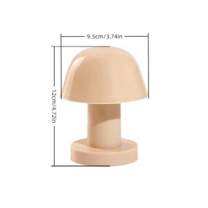 Aitemay Portable Mushroom Night Light Battery Powered Mini LED Table Lamp Eye Caring Soft Glow For Bedroom Bedside Nursery Home Decor Beige