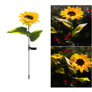 Solar Sunflower Lights 1/3 Head Simulated Flower Garden Stake Outdoor Waterproof LED Landscape Decor for Yard Lawn Patio