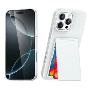 New Luxury Solid Color Matte Wallet Card Slot Bracket Phone Case For iPhone 16 Pro Max 14 11 12 13 15 Pro Max Bumper Back Cover