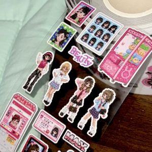 Kawaii Retro Shibuya Hottie Showa Y2K Pixel Style Die-Cut Sticker Tape for Scrapbooking Journal DIY Phone Case Collage Material