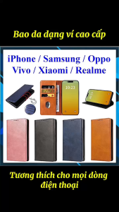 [Bao Xịn] Bao da dạng ví Vivo Y100 Y15s Y15a T1x T1 5G Y72 Y51 Y53s Y21 Y21s Y33s Y20 Y20s Y12s Y11 Y12 Y15 Y17 Y19 U10 Y30 Y50 cao cấp có nắp gập hít nam châm ngăn đựng thẻ ATM tiền tiện lợi