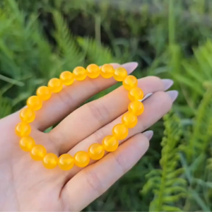 Q2542 Vòng tay nữ Ngọc Agate Vàng 8li hợp Thổ & Kim - Phong Thủy TUDO