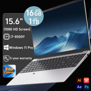 รับประกัน 3 ปี+COD  ลายนิ้วมือปลดล็อคแล็ปท็อป Windows 11 Pro 15.6 นิ้วแล็ปท็อป Intel Core i7-8500Y 15.6 นิ้ว 16GB RAM 1TB / 2TB SSD สำนักงานการเรียนรู้แล็ปท็อป
