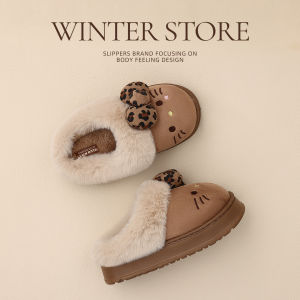 Dép Bông Mùa Đông Cho Nữ Hodo KT Cat Dép Bông Đế Dày Chống Trượt Ấm Áp Có Lông Dép Bông Đế EVA Cho Nữ Dép Bông Mùa Đông