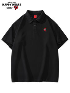 CHARLES JANGS HAPPY HEART | Fashion Polo Shirt Loose Fit Solid Color Short Sleeve