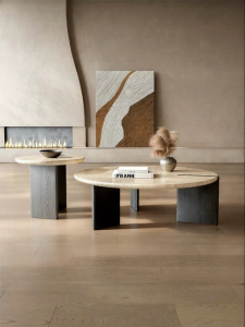 Natural Stone Antique Style Marble Designer Round Coffee Table