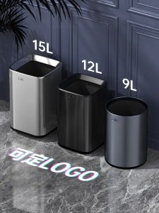 Large Capacity Stainless Steel Trash Can for Home Living Room Hotel Kitchen Bathroom Metal Sanitary Bucket Commercial Office