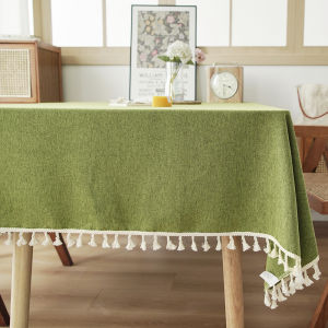 Textured Tablecloths with Cotton Tassels  Farmhouse Table Cloth Rectangle Table Rectangle Tablecloth for Kitchen Dining Part
