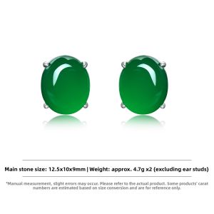 AILEQ | Chinese Style 925 Sterling Silver Natural Jade Egg Face Earrings