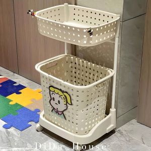Mobile Laundry Hamper Bathroom Storage Basket High Aesthetic Value Dirty Clothes Organizer Small Cart for Home Use