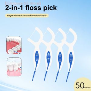【MAX-22】2-In-1 Dental Floss Stick High Elasticity Dental Floss Comfortable Soft Silicone Interdental Brush Oral Care