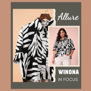 Allure Plus Clothing WINONA Top Black and White Printed Blouse