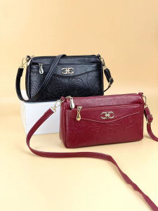 Fashionable Leather Crossbody Bag for Women Single Shoulder Shopping Vegetable Bag Elderly Mobile Phone Change Bag Soft Square