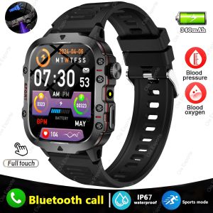 New Outdoor Military Man Smart Watch 2025 Heart Rate Bluetooth Call Health Monitor LED Lighting Waterproof Men Women Smartwatch