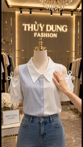 Áo Sơ Mi Hở Vai Phong Cách Hàn Quốc M17
