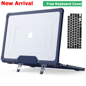 Conjoined Body Foldable Kickstand Case For MacBook Air M1 M2 13.6 15.3 2023 M2 A2681 A2941 Pro 13 14 inch M1 M2 A2442 A2485 Air Pro 13 A2337 A2289 Heavy Duty Shockproof Cover Full Body Protective Case
