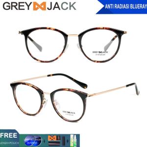 Grey Jack Frame Kacamata Design Oval Stylish Metal+TR90 Terbaru Fashion Pria & Wanita