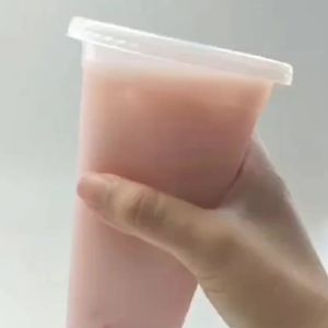 50PCS Disposable Plastic Cups with Lids for Ice Coffee Cold Drinks Plastic Cups Home Restaurant Drink Shop Party Picnic Party