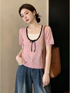 AIYITI | Unique Attractive Pink Short Sleeve T-Shirt for Big Size Women
