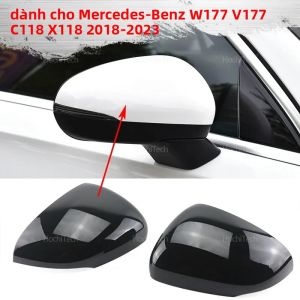 Ốp Gương Chiếu Hậu Bên Ngoài Bằng Sợi Carbon Đen Cho Mercedes-Benz W177 V177 C118 X118 2018-2023 Vỏ Gương Chiếu Hậu Bằng Nhựa ABS