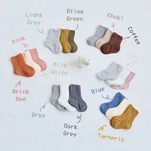 3 Pairs Baby Girl Boy Socks Toddler Baby Clothes Accessories Pure Color Cotton Baby Socks For Autumn