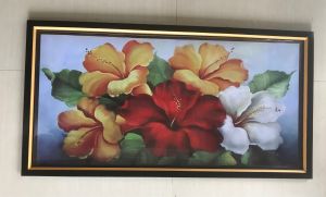 Hiasan Dinding Cetak Gambar Bunga indah plus bingkai uk:50cm x 100xm