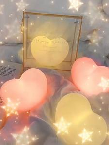 【Romantic】Love Heart Lamp 3D Night Light LED Eye-Protective Bedside Lamp Birthday Valentine Gift Bedroom Decor(Included Battery)