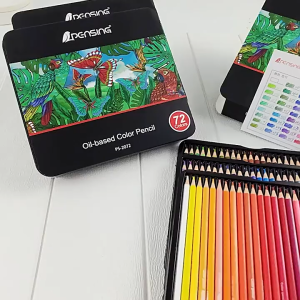 EmmAmy® 72 colors Set Oil-based Color Pencil Iron Box Hexagonal Colored Pencil  Graffiti Painting Pens