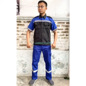 Setelan Kemeja Pendek kombinasi Baju Safety Lengan Pendek Katelpak Wearpack Atasan Safety Kombinasi 2 Warna Wearpack Atasan / Kemeja Safety Hitam Kombinasi Benhur /wearpack safety k3 murah/seragam proyek/pakaian safety free logo k3 dan bendera merah putih