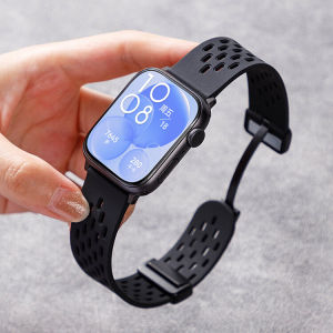 Sport Silicone Strap for Huawei Watch Fit 3 Women Men Breathable Silicone Replacement Band with Magnetic Closure for Huawei Watch Fit 3