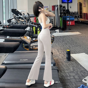 High-Waist Sports Pants Womens Tummy Control Butt Lifting Fitness Elastic Flared Casual Outdoor Training Running Yoga Long Trousers