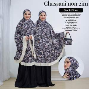 Mukena Dewasa Jumbo 2 in 1 Kayana Motif Bahan Rayon Premium Jatuh Adem Ponco Pouch Tas Sleting Cream