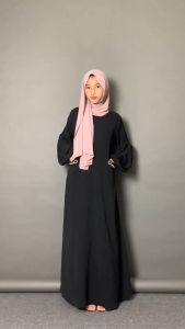 SHABIYAN 488 Gamis Muslim Crinkle Polos Kombinasi | Syamila