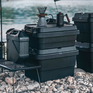 Industrial Style Camping Storage Box Carried Plastic Handheld Box with Removable Shelves for Outdoor Camping and Travel