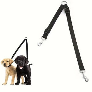 Double Twin Dual Coupler Dog Leash Two in One Strong Nylon V Shape Adjustable Pet Dog Leash Colorful Traction Rope Detachable