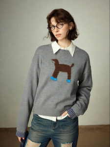 Toyouth | Áo Sweater Jacquard Nữ Màu Đối Chọi Phong Cách Retro Trẻ Trung