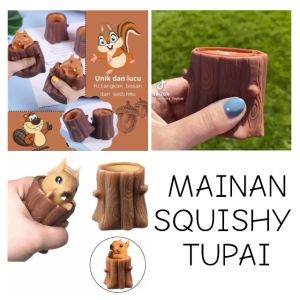 Mainan Pop it Squishy Pohon Tupai Karet Silikon / Mainan Tupai Lucu Remasan / Mainan Penghilang Stres dan Gelisah