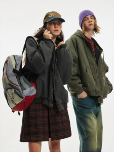 JNXS | Áo Khoác Bông Cotton Phong Cách Retro Mờ Nam Mùa Đông Có Mũ Rộng