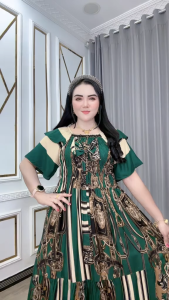 Dress Pita Marimar Salkiya – Katun Rayon Pita Dada Lengan Susun Bawah Mayung – All Size