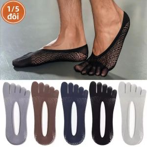 Vớ Nam Mùa Hè Không Lộ Kiểu Năm Ngón Chất Liệu Nhung Mỏng Chống Trơn Trượt Thoáng Khí Co Giãn Màu Trơn Lưới Kiểu Vớ Cổ Ngắn Phong Cách Thường Ngày