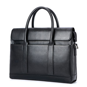Feger | Mens Business Leather Briefcase Large Capacity Shoulder Crossbody Bag Handbag Top Layer Cowhide Computer Bag Handheld Bag