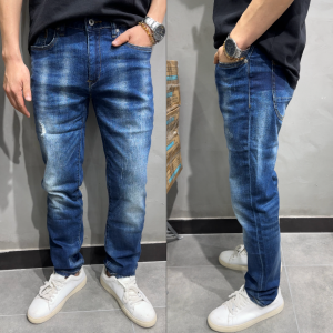 กางเกงยีนส์ทรงตรงผ้าฝ้ายยืดคุณภาพสูงสำหรับผู้ชาย กางเกงยีนส์ทรงหลวมสบาย ๆ ฤดูใบไม้ผลิ ฤดูร้อน ฤดูใบไม้ร่วง ฤดูหนาว ทรงหลวมสบาย ๆ