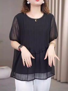 Elegant Pure Color Short Sleeve T-Shirt Womens Summer New plus Size Casual Comfortable Breathable round Neck Top