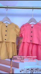 Setelan Anak Perempuan Korean Style Motif Kulot Pendek Kancing