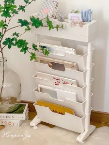 Portable Plastic Book Storage Rack Multi-Layered Organizer Cart Bedside Dormitory Space Saver Moving Shelves Easy Assembly