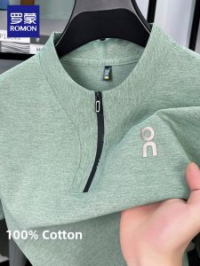 ROMON | Mens Quick Dry Half Zip Polo Shirt