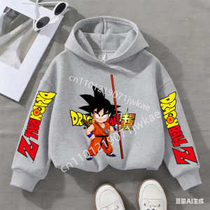 Bandai | Anime Pattern Clothes Clothing for Boys Gift New Dragon Ball Z Hoodies Childrens Goku Fleece Sweatshirt Y2k Trendy Plush Hoodie