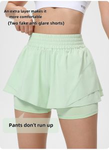 Thin breathable shorts with high elasticity and anti glare sports pants for training fitness running and three quarter pants