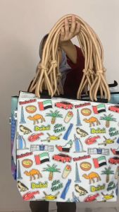 TAS ABU DHABI / DUBAI TOTE BAG SUMBU CREAM SOUVENIR OLEH OLEH