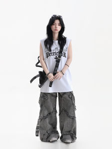 zuocisankon | Vintage Cross Stitch Design Loose Sporty Vest